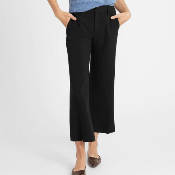 Banana Republic Slim Wide-leg Cropped Pant Black Sz 2 - Picture 1 of 10